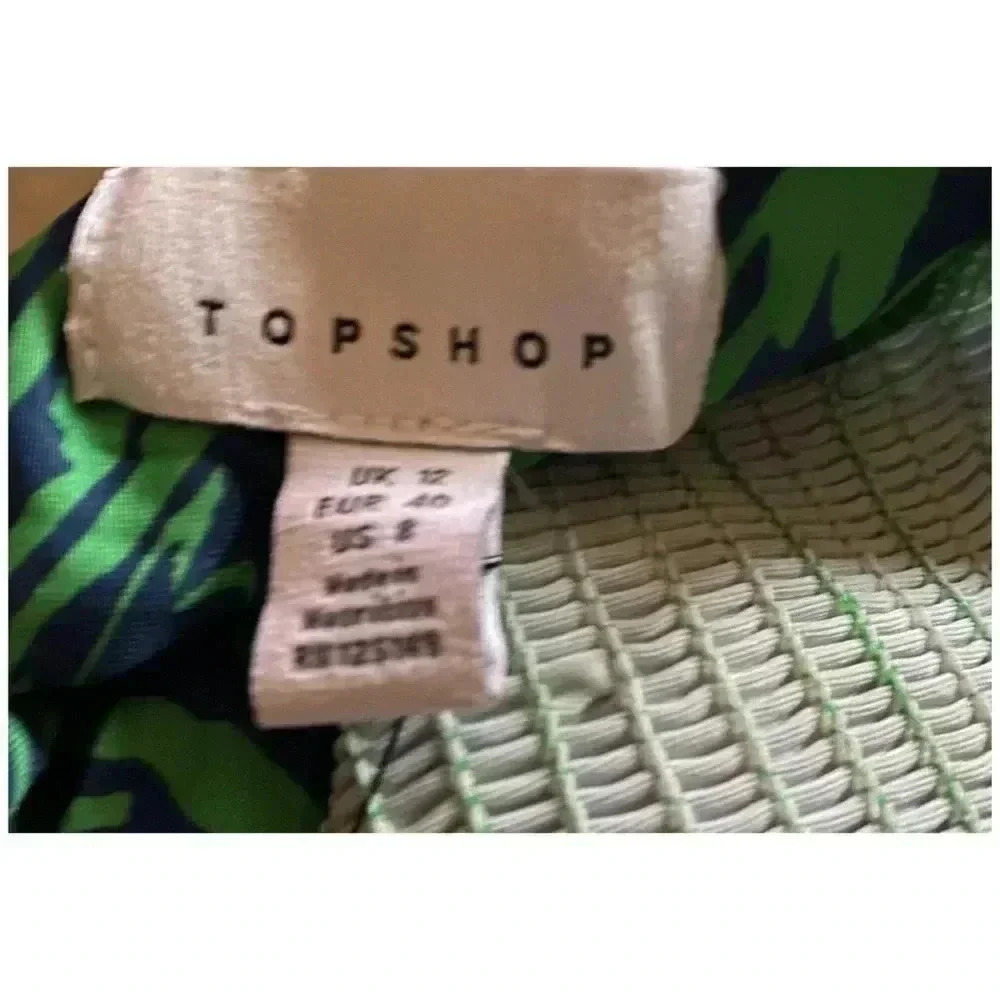 Topshop Y2K Zebra Smocked Back Tie Bandeau Crop Coquette Beach Festival Top 8 - Picture 6 of 6